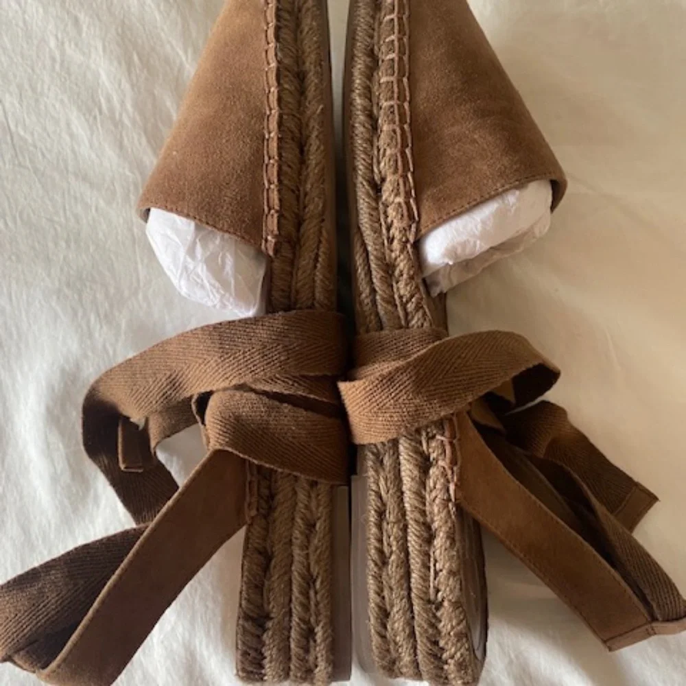 Banana Republic NWOT Chocolate Suede Classic Wrap-Around Ankle Tie Espadrilles
